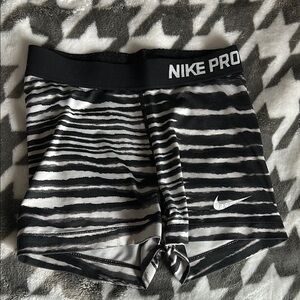 Nike Pro Black and White Striped Shorts